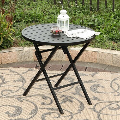 PHI VILLA Folding Metal Bistro Table Wayfair   Folding Metal Bistro Table 